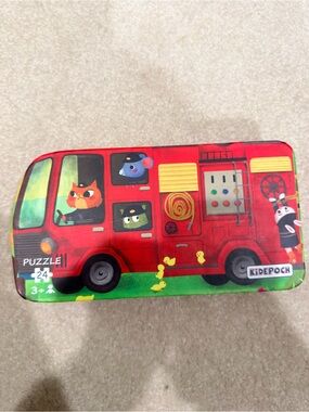 Red Fire Truck Kids Puzzle Tin - 24 Pieces